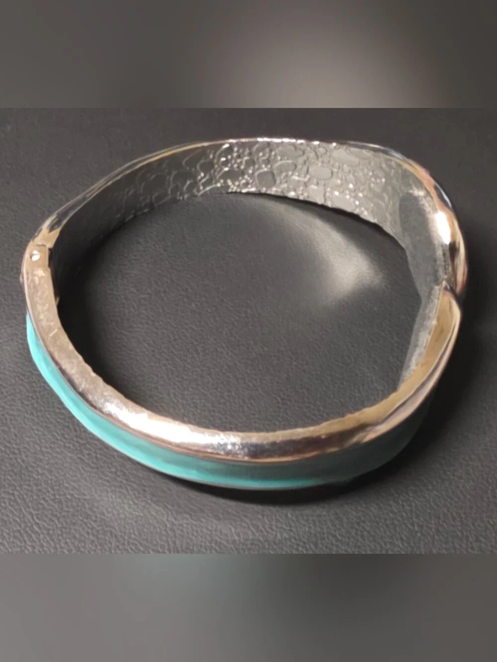 Silver-Tone Bracelet with Turquoise Inlay